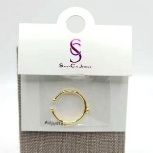 Savvy Cie "C" Initial Letter Adjustable Gold Ring